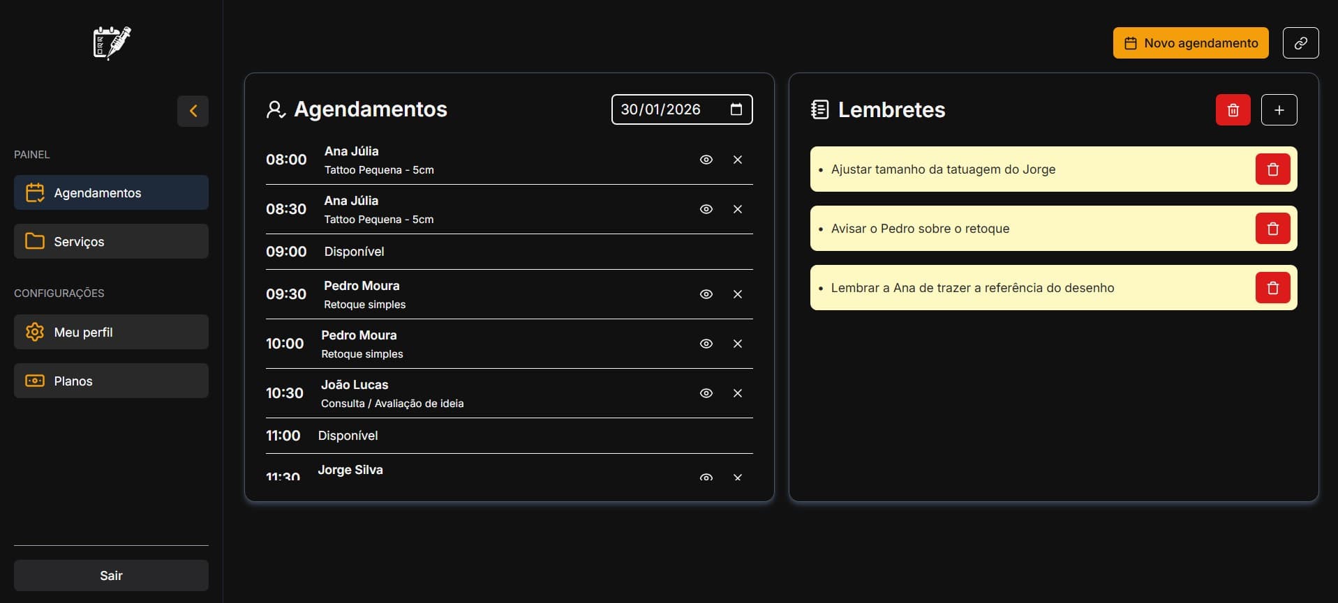 Imagem do dashboard da plataforma Inkore ao fundo